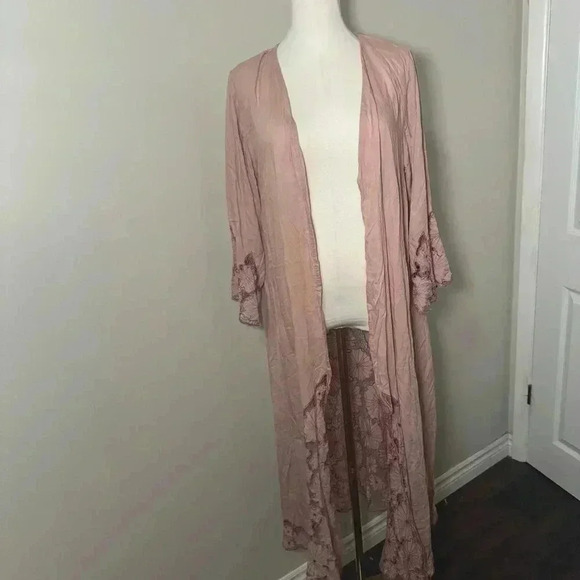 Tiare Hawaii Revolve peachy boho beach duster kimono long OS - Picture 2 of 7